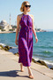 Women's Halter Neck Sleeveless Maxi Dress Animal Pattern Belted A-Line Shawl Woven Casual Daily Modern - 2