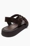 Riven Brown Suede Genuine Leather Buckle Women's Sandals - 5