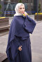 Navy Blue Shawl Closure Detailed Skirt Suit - 4