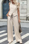New Season Women's Sleeveless Buttoned Front Vest and Trousers Holiday Two-Piece Set - 4