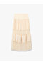 X Melis Ağazat - Viscose Fabric Layered Bell Cut Lace Detailed Midi Skirt - 4
