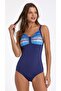 Women's Navy Blue Patterned Swimsuit with Gathering Straps and Stylish Design C7T1N030720 - 2