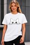 Unisex Oversize T-Shirt Colorful Cats Printed 100% Cotton T-Shirt Comfortable Fit
