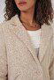 Women's Gray Cream Single Button Double Pocket Lined Boucle Cashmere Coat Hzl22W-Bd190821 - 6