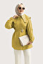 6429 - Stylish Comfortable Buttoned Waist Belt Detailed Doll Collar Women's Viva Cap - 2