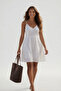 Summer Straw Bag with Brown Faux Leather Strap |   Casual and Beach Lined Shoulder Model - 5