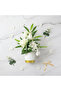 Zeem Off-White & White Artificial Flower Plant | White Ribbed Vase with Gold Base | 30 cm - 2