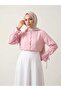 Sleeve Tunnel Collar Ruffle Tunic-Pink - 2