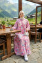 Women's Buttoned Modal Fabric Patterned Pink Dress - 4