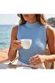 Summer Half Turtleneck Ribbed Knitwear Blouse - 4