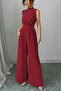 New Season Women's Turtleneck Sleeveless Pearl Belted Waist Long Janjan Event Jumpsuit - 2