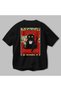 For the Love of Cats 24 Cats Printed Black Oversize T-Shirt 100% Cotton Unisex Cat Lover Premium Design - 3