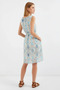 Women's Zero Sleeve Belted Patterned Chiffon Blue Dress - 6
