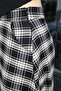Women's Black Ecru Plaid Patterned High Waist Midi Skirt with Pockets - - 5