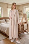 New Season Mink Shawl Collar Patterned Design with Breastfeeding Feature Full Length Short Sleeve 100% Cotton Maternity Nightgown 2-Piece Set