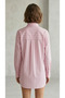 Pink Striped Stand Collar Oversize Women's Shirt |   F2108 - 2