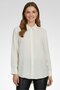 Women Spread Collar Plain Long Sleeve Shirt, Beige
