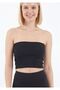 Women's Black Ribbed Strapless Crop Bustier Casual
