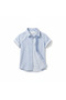 Kids Blue & White Striped Short Sleeve Cotton Shirt