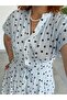 Premium Polka Dot Patterned Maxi Shirt Dress - 3