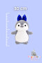 Gray Penguin Plush Toy with Blue Bow, Sleeping Companion, Soft Filled, Cute Penguin - 30 cm - 3