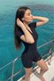 Women's Zipper Detailed Jumpsuit with Shorts Short Sleeve Lycra Relaxed Sea/Pool Swimsuit - 3