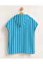 100598 – Boy's Turquoise Striped Poncho Towel 60X60 cm Hooded Pool Poncho - 2