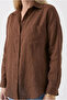 Women's Brown Linen Shirt Loose Oversized Shirt with Pockets 100% Linen - 3