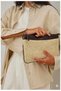 Unisex Straw Zipper Lined Long Strap Handbag Tablet Bag Portfolio Bag - 7