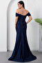 Strapless Neckline Rhinestone Lace Dress Dmn226 - 8