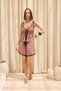 Celeste Lace Detail Light Burgundy Crop Shorts Set - 2