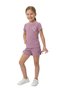 Girls' Set with Heart Printed Shorts and Bow Detail