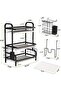 Rustproof 3-Tier Dish Drying Rack with Utensil Basket, Cup Holder and Drain Board, Compact Kitchen Organizer - 3