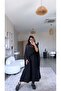 فستان أسود من قماش البانشول والتنسل - 2