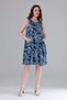 Women's Blue Floral Pattern Standard Size Sleeveless Dress with Matching Pockets, Sizes 42-54