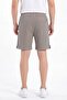 Men's Look Fabric Ribbed Casual Shorts with Side Pockets - 4