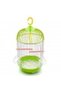 Round Bird Cage for Small Birds, 50cm Hanging Aviary with Adjustable Perches, Detachable Feeders & Removable Tray, Green & White - 6