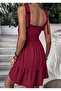 Women's Viscose Fabric Draped Midi Length Wide Strap Dress 90 cm - 4