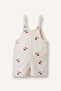 100% Cotton Baby Girl Cherry Embroidered Jean Ecru Jumpsuit H9120A526Hs