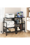 3 Tier Printer Trolley with Electrical Sockets and USB Ports - Industrial Design - Adjustable Shelf - Sturdy Construction with Wheels - Ideal for Office and Home - 6