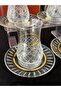 6 Persons 12 Pieces Hand-Cut Gold Gilt Glass Tea Cup Set 170 ml - 8