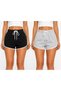Women's Shorts 2-Pack Ribbed Sports Shorts Summer Home and Daily Use Black Gray Melange - 3