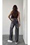 Belted Stone-Detail Snow Black Embroidered Straight Jeans - 3