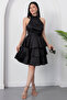 Halter Neck Layered Satin Dress Drp565