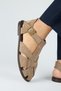 Lolie Women's Genuine Leather Caged Mink Sandals - 6