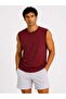 Men's contrast trim sleeveless tank top crew neck summer basic tank top - burgundy