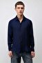 Navy Blue Crinkled Relax Fit Men's Shirt