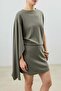 Khaki Asymmetrical Single Sleeve Women's Suit - 2