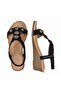 Black Stone Detailed Orthopedic Sandals – Elastic Comfortable Summer Wedge Sandals - 4