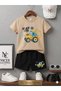 Summer Children's T-Shirt Shorts Unisex (Tractor Shovel Print)